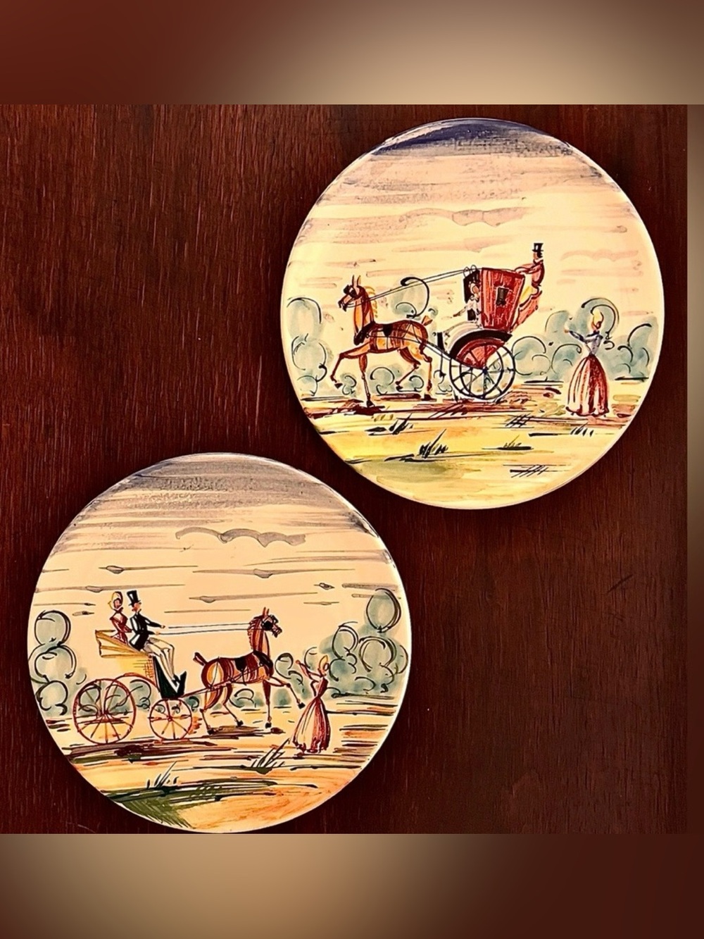 Vintage Italian Hand Painted Wall Plates Set Limited Edition